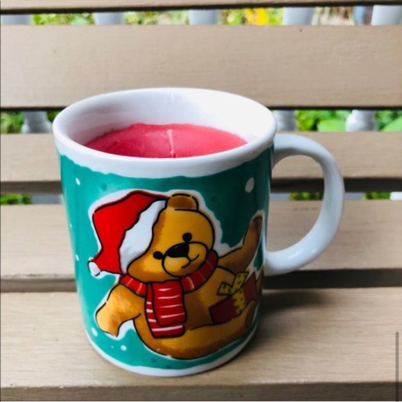 Vintage 90s Christmas holiday mug candle bear Santa - Picture 9 of 10